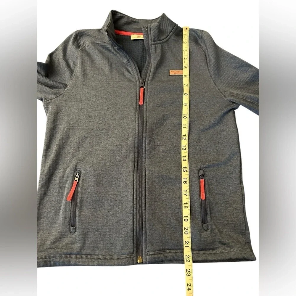 VINEYARD VINES Girls Full Zip Grid‎ Fleece Sz Large (14) Navy w Pink Accents